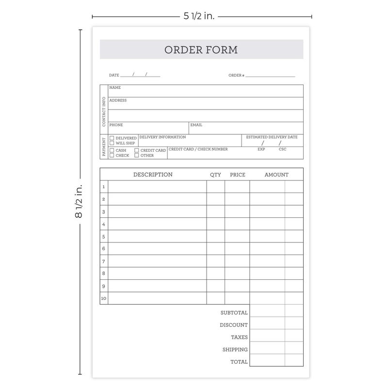 SBlabels Simply Classic 2-Part Carbonless Order Form Pad / 50 Sets / 5.5" x 8.5" Carbon Copy Purchase Sales Receipt Book - Image 3